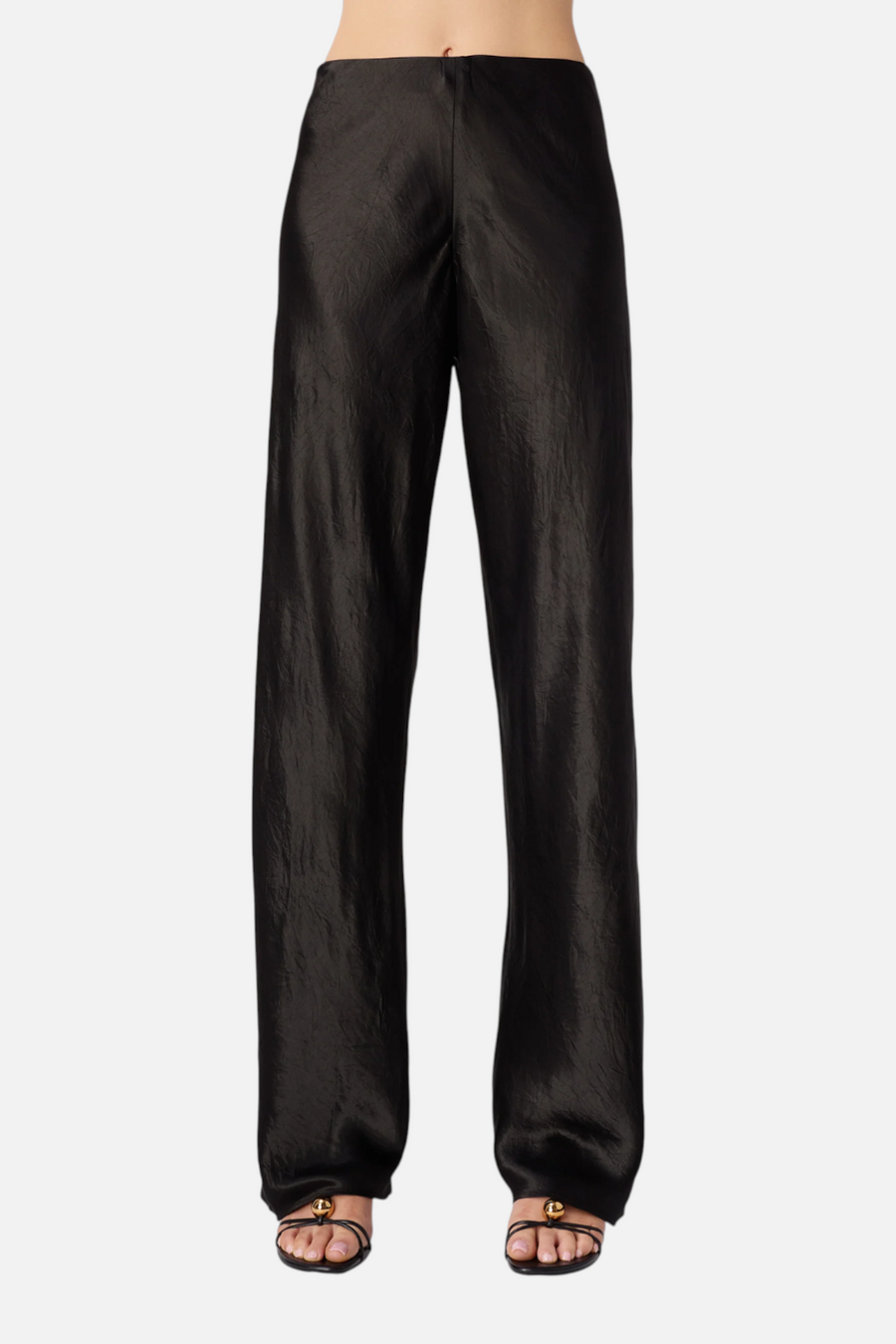 Cami NYC Bristol Mid Rise Crinkle Acetate Pant in Black – side view
