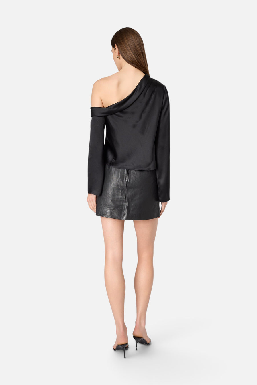 CAMI NYC Celeste Asymmetrical Top in Black – back view