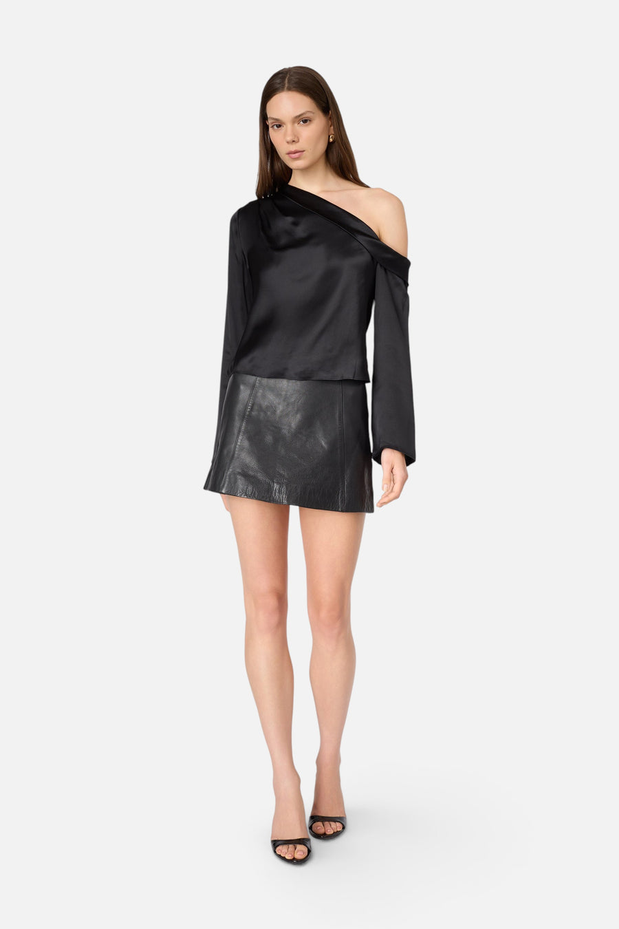 CAMI NYC Celeste Asymmetrical Top in Black – side view