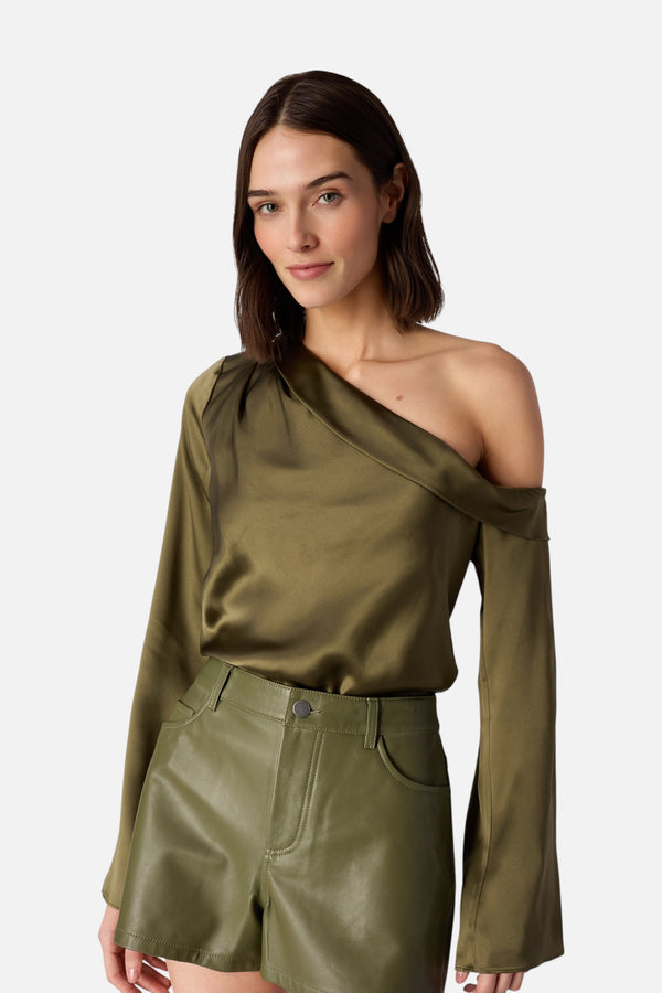 CAMI NYC Celeste Asymmetrical Top in Camouflage