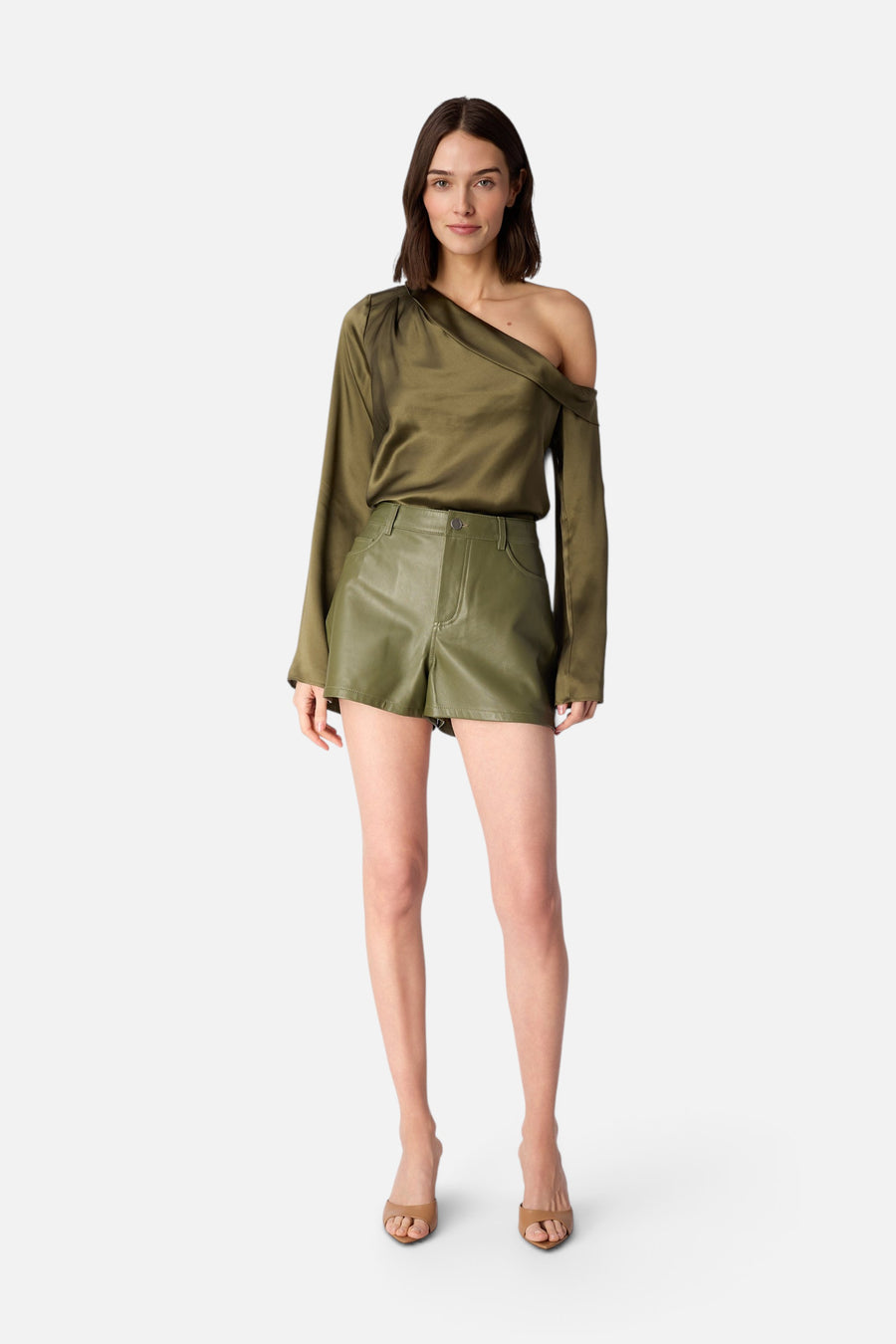 CAMI NYC Celeste Asymmetrical Top in Camouflage – full length