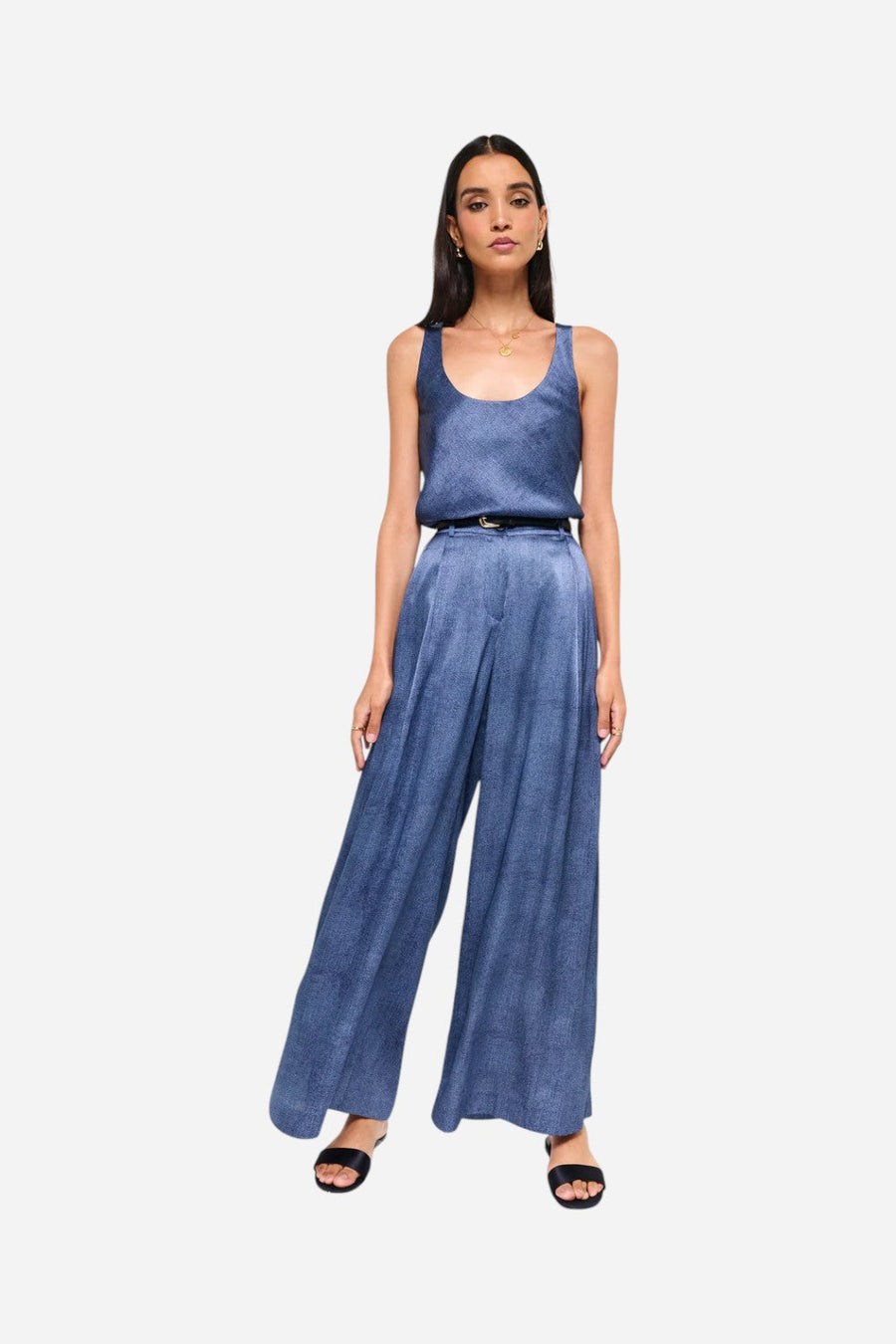 Cami NYC Fabian High Rise Charmeuse Pant Raw Denim – side view