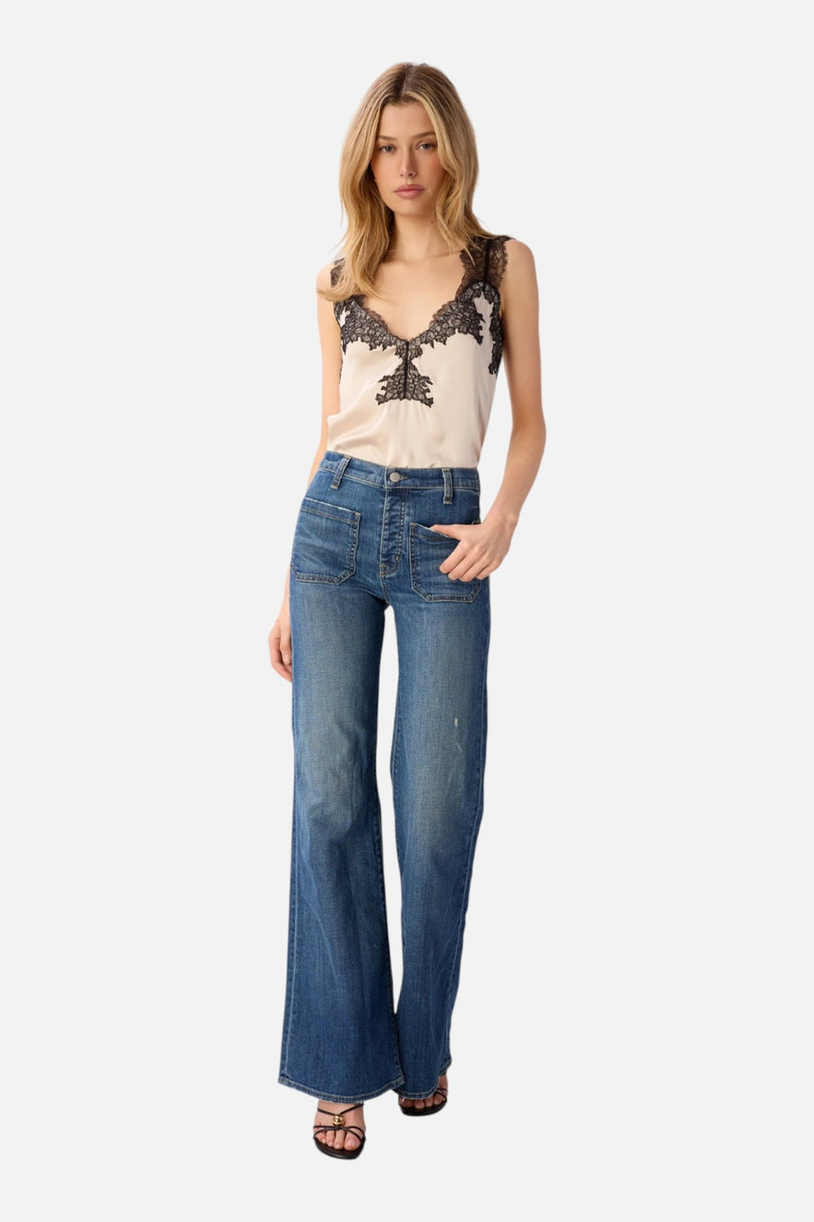 Cami NYC Lauren Camisole in Oat – on model