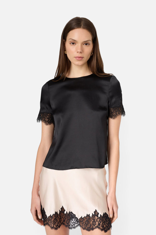 CAMI NYC Marguerite Silk Top in Black
