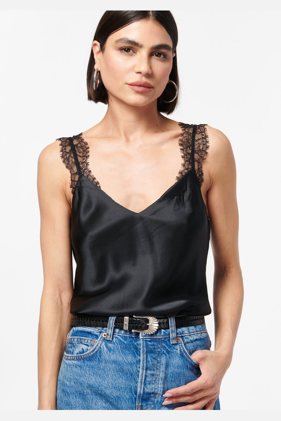 Cami NYC Marlo Cami in Black – on model