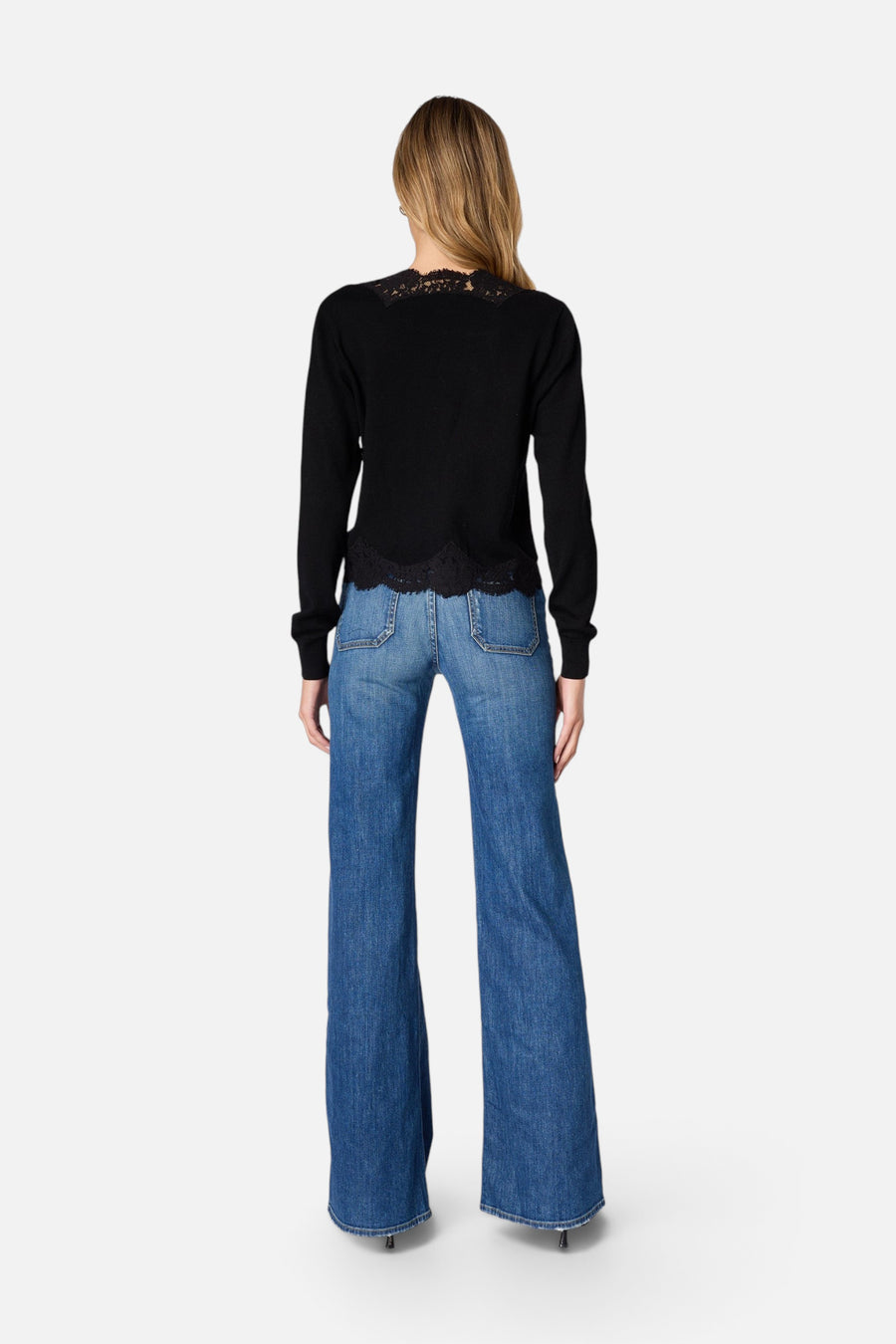Cami NYC Sanders Merino Wool Cardigan in Black – back view