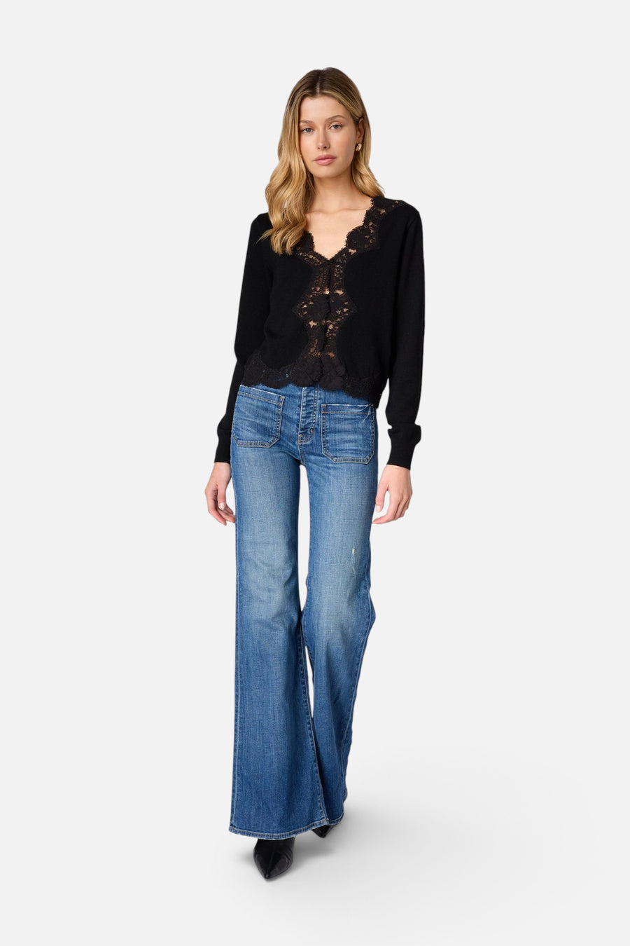 Cami NYC Sanders Merino Wool Cardigan in Black – on model