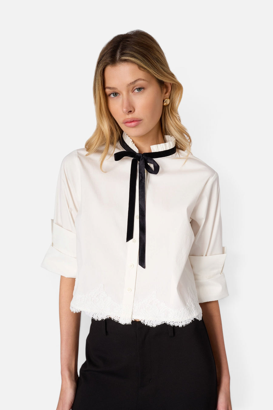 Cami NYC Taylor Cotton Poplin Shirt in White – front view