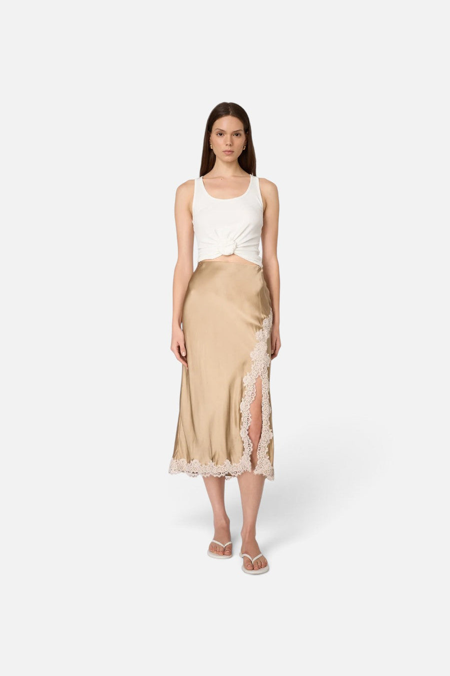 Cami NYC Teagan Midi Skirt in Birch – back view