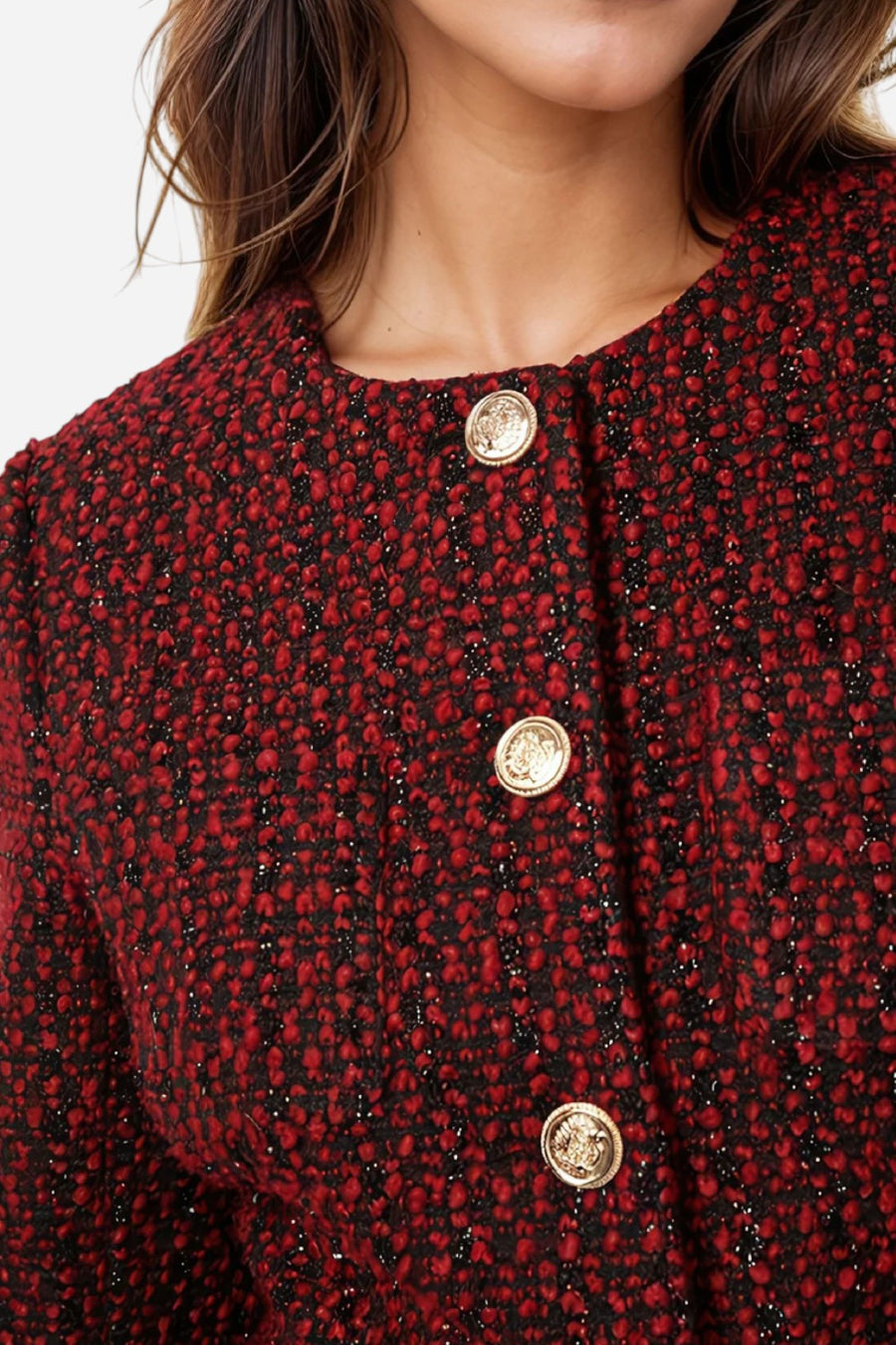 Cami NYC Wrenley Metallic Tweed Jacket Red – back view