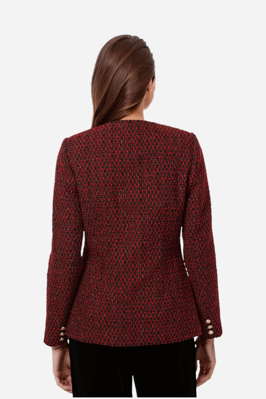 Cami NYC Wrenley Metallic Tweed Jacket Red – detail