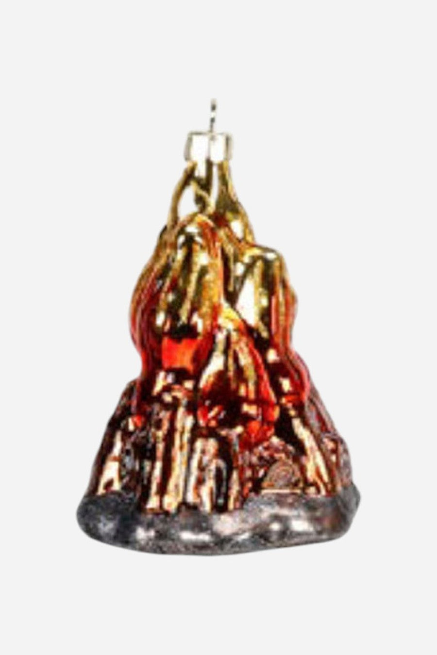 Campfire Glass Ornament – three-quarter view
