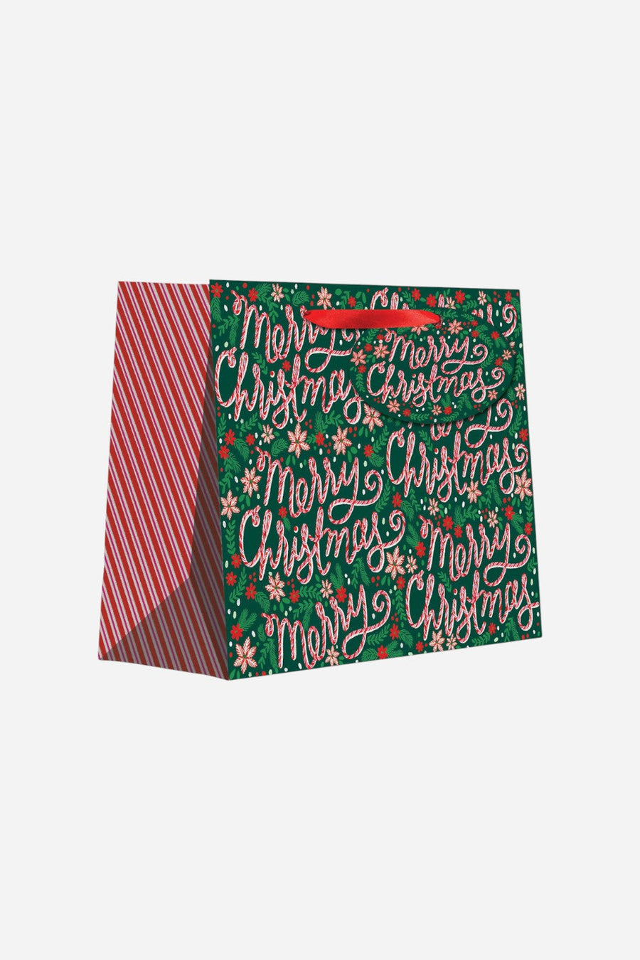 Candy Cane Christmas Tote Gift Bag - Large – front view