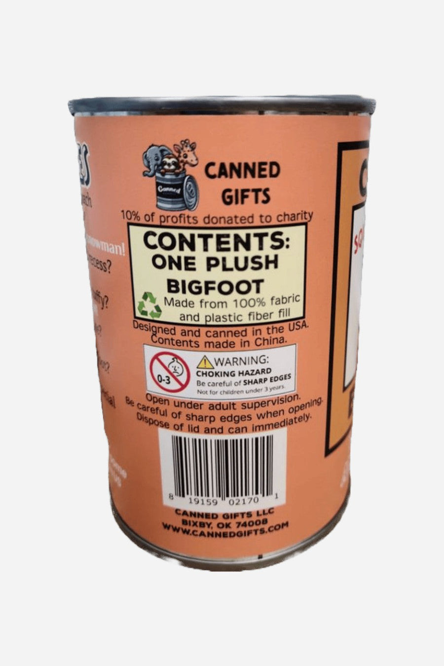 Canned Bigfoot – side view