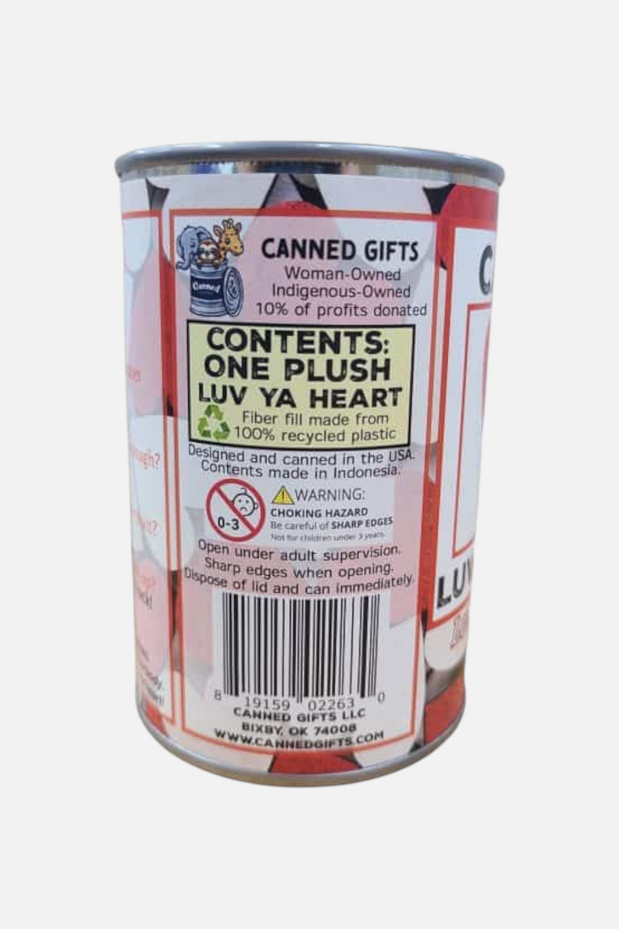 Canned Gifts Luv Ya Heart – detail