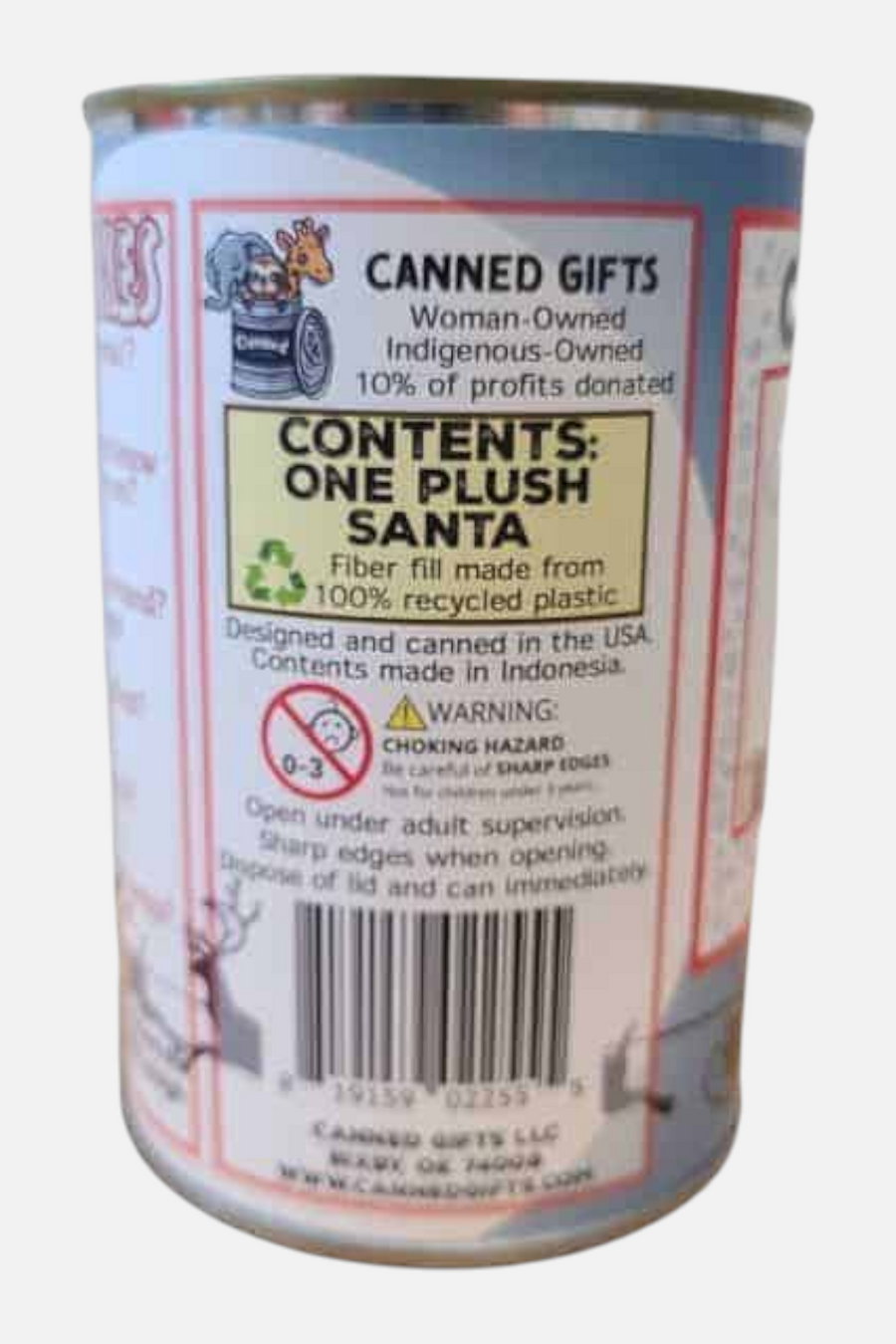 Canned Santa Toy – side view