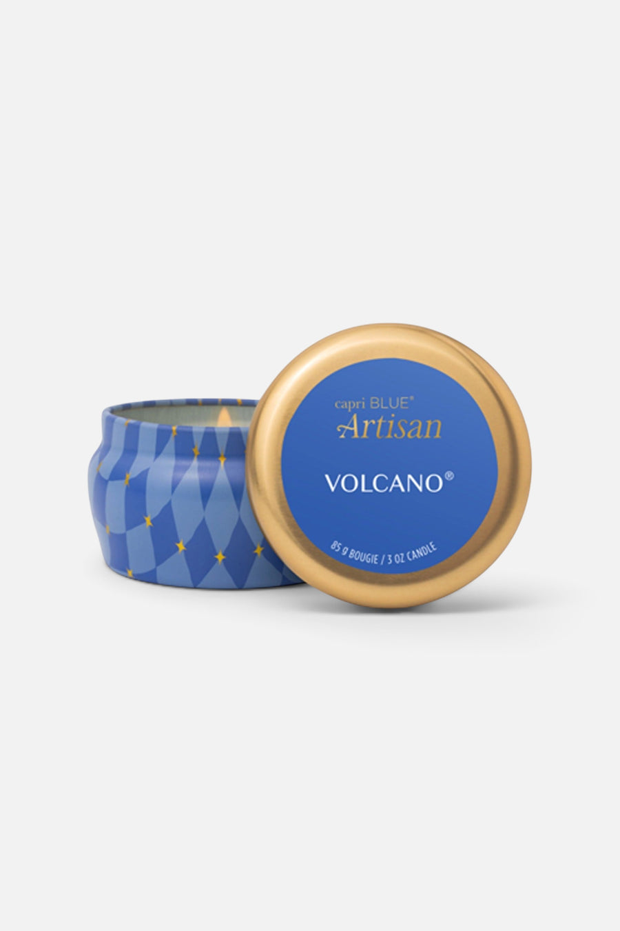 Capri Blue Volcano Artisan Winter Bazaar Mini Tin Candle – front view