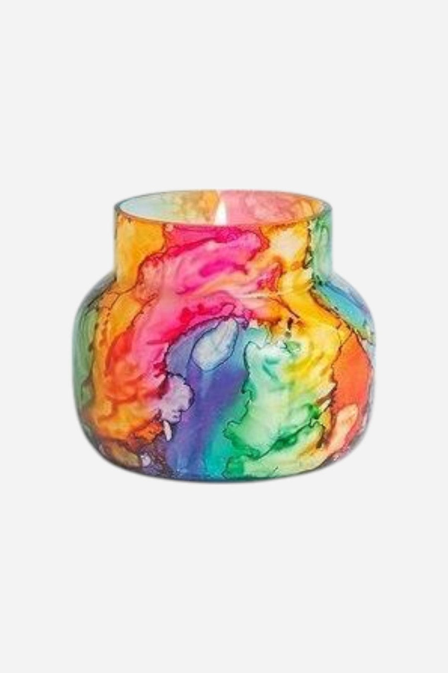 Capri Blue Volcano Rainbow Watercolor Petite Jar Candle – back view
