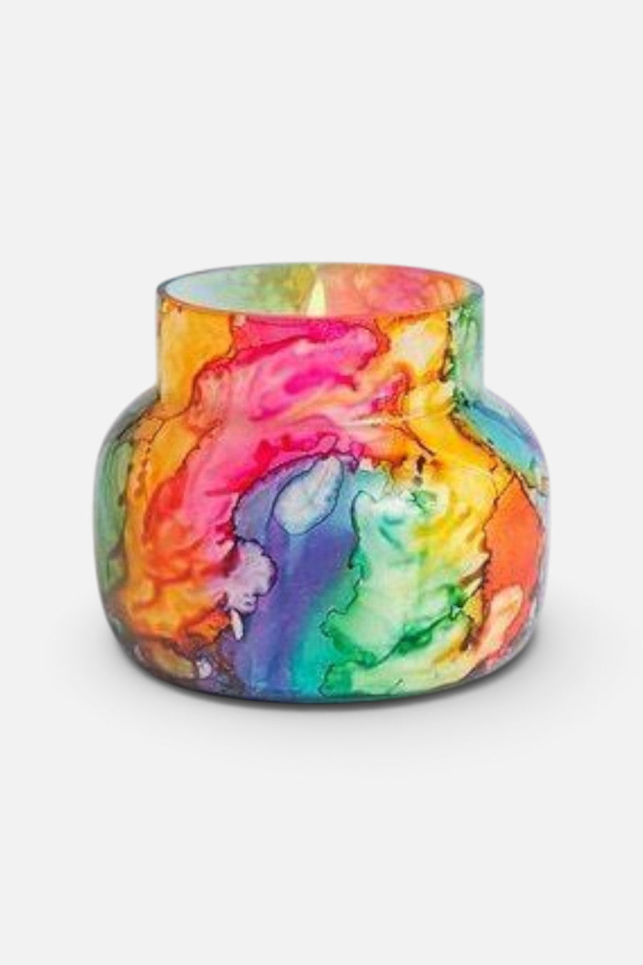 Capri Blue Volcano Rainbow Watercolor Petite Jar Candle – side view