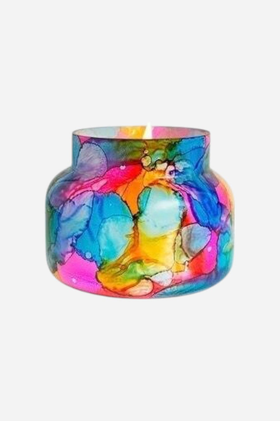 Capri Blue Volcano Rainbow Watercolor Signature Candle Jar – back view