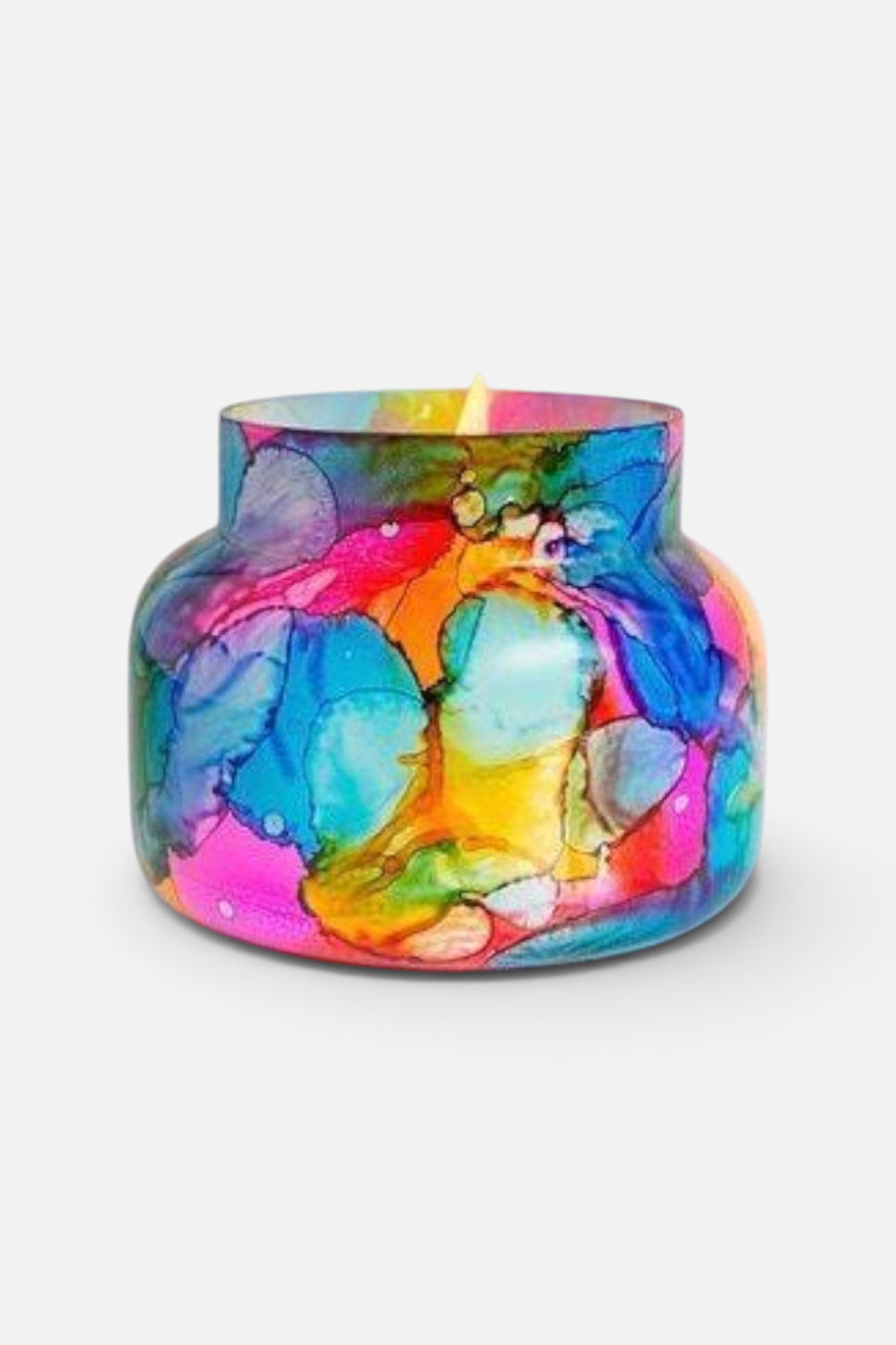 Capri Blue Volcano Rainbow Watercolor Signature Candle Jar – side view