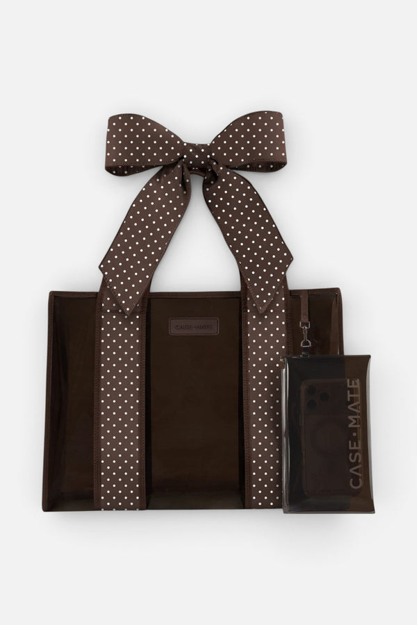 Case-Mate Jelly Tote Bag in Espresso Polka Dot Bow