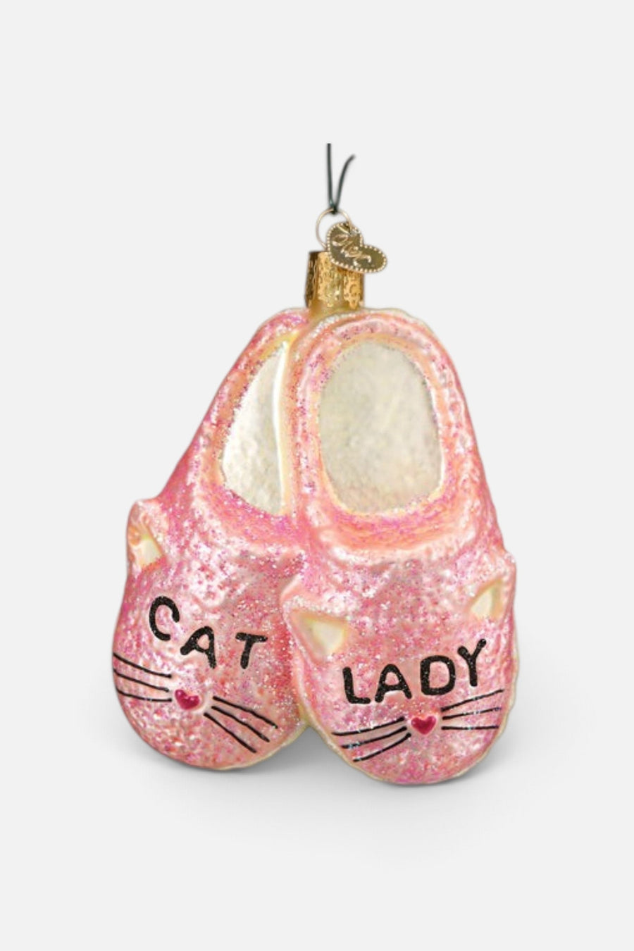 Cat Lady Slippers Ornament – three-quarter view