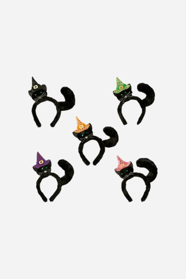 Cat with Witch Hat Headband
