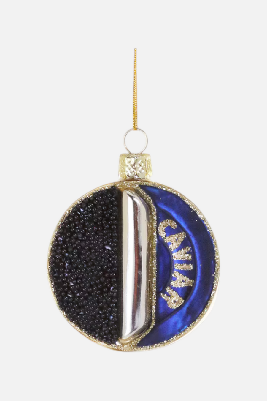 Caviar Blue Tin Ornament – front view