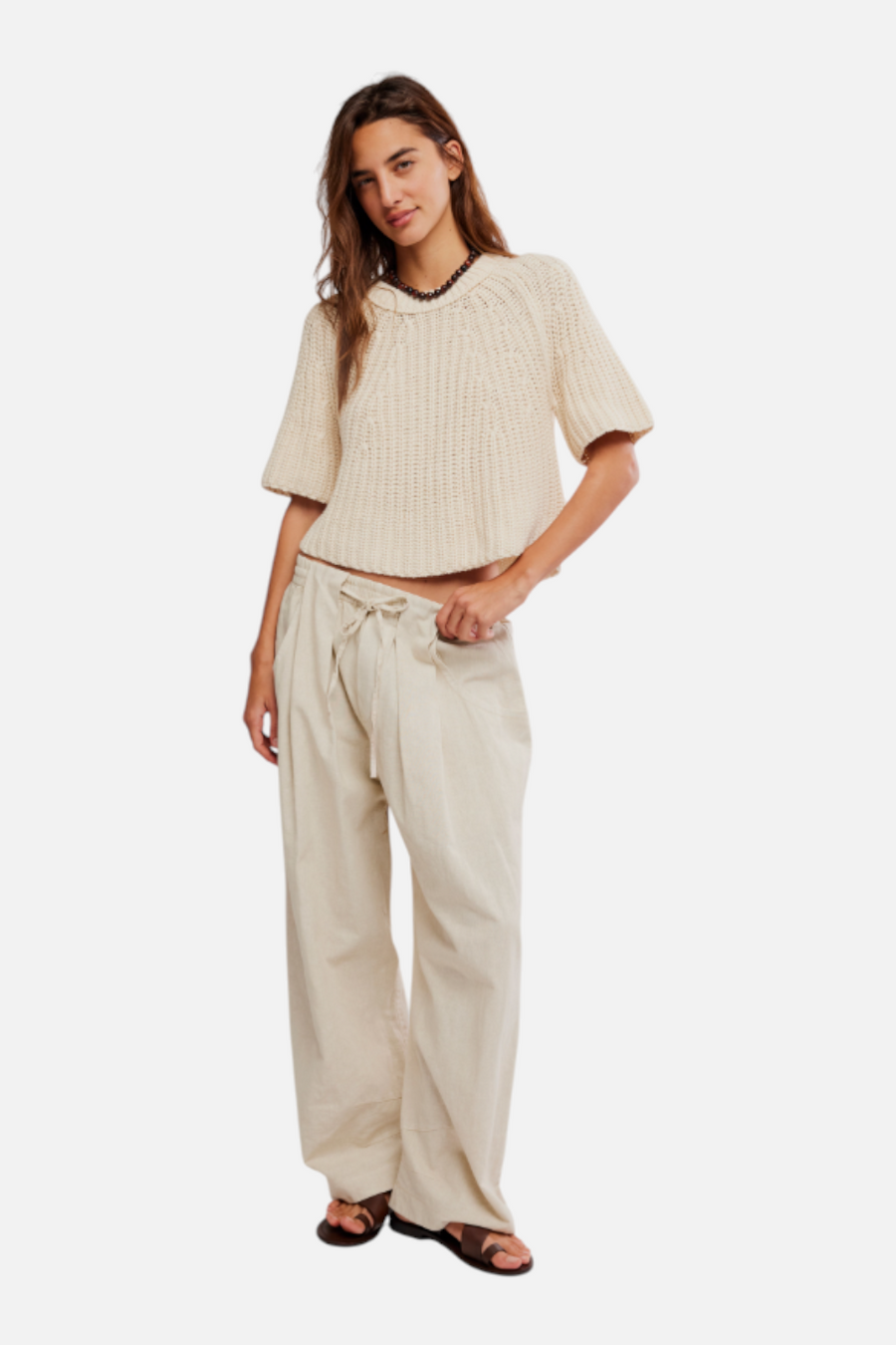 Free People Women's Chambers Laid Back Pull-On Pant in Summer Sand