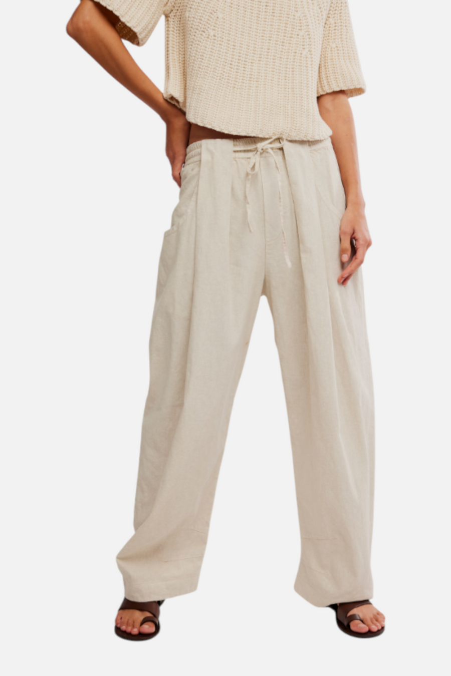 Free People Women's Chambers Laid Back Pull-On Pant in Summer Sand