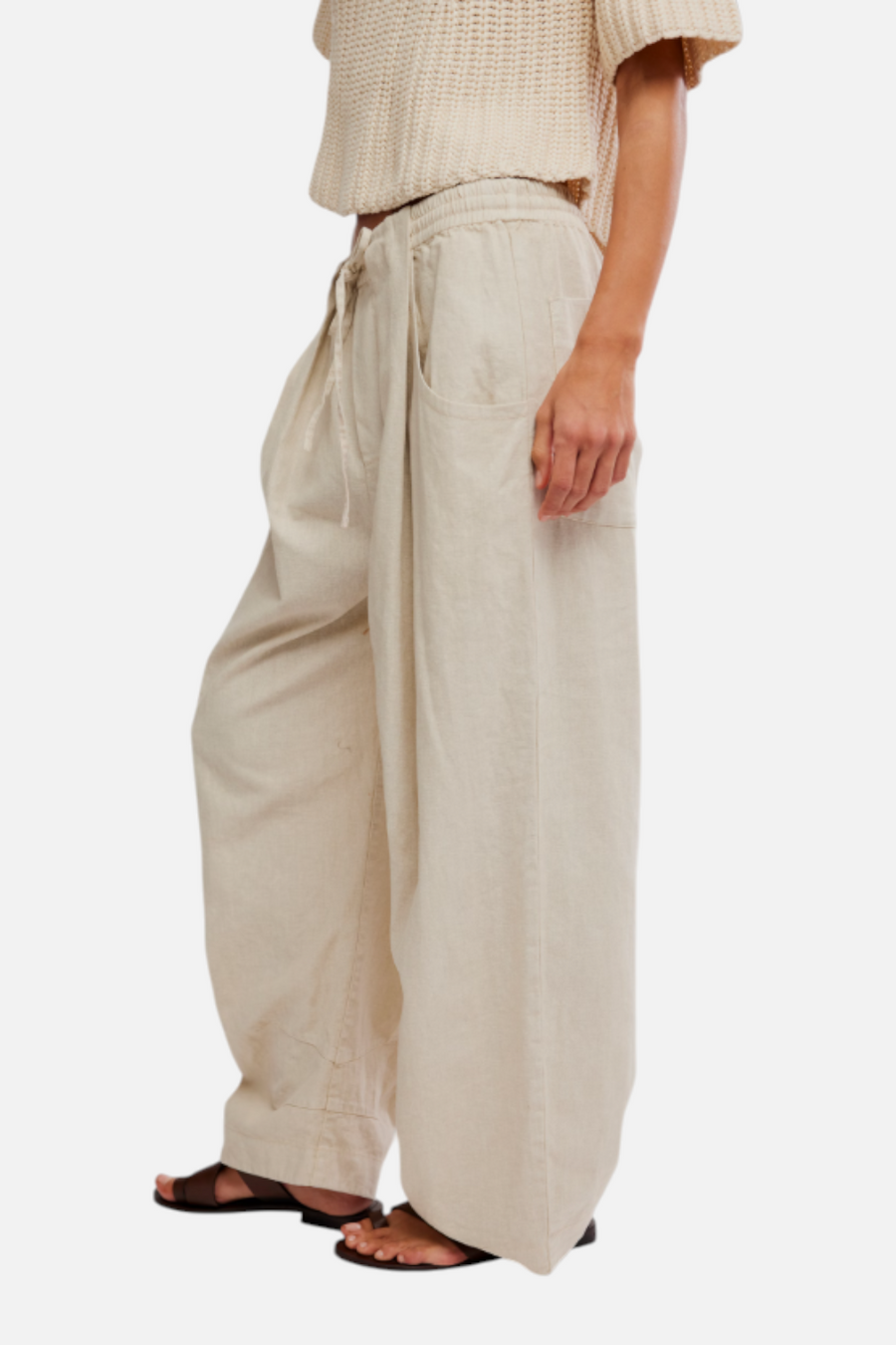 Free People Women's Chambers Laid Back Pull-On Pant in Summer Sand