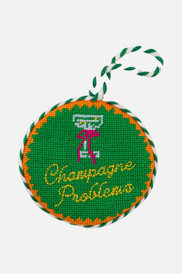Champagne Problems Needlepoint Ornament