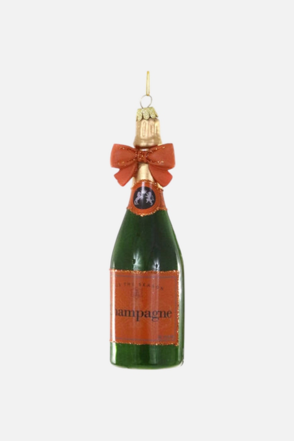 Champagne with Orange Bow Ornament