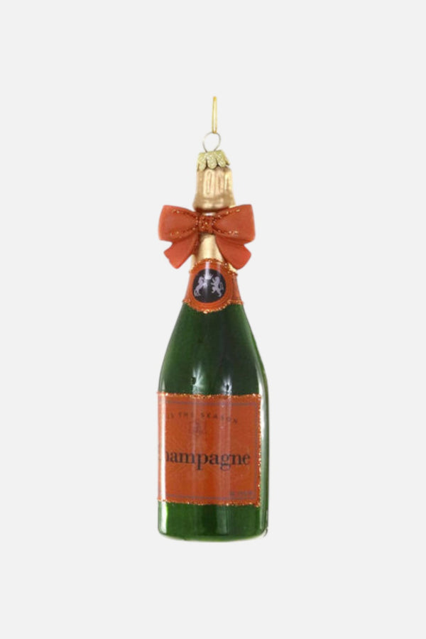 Champagne with Orange Bow Ornament
