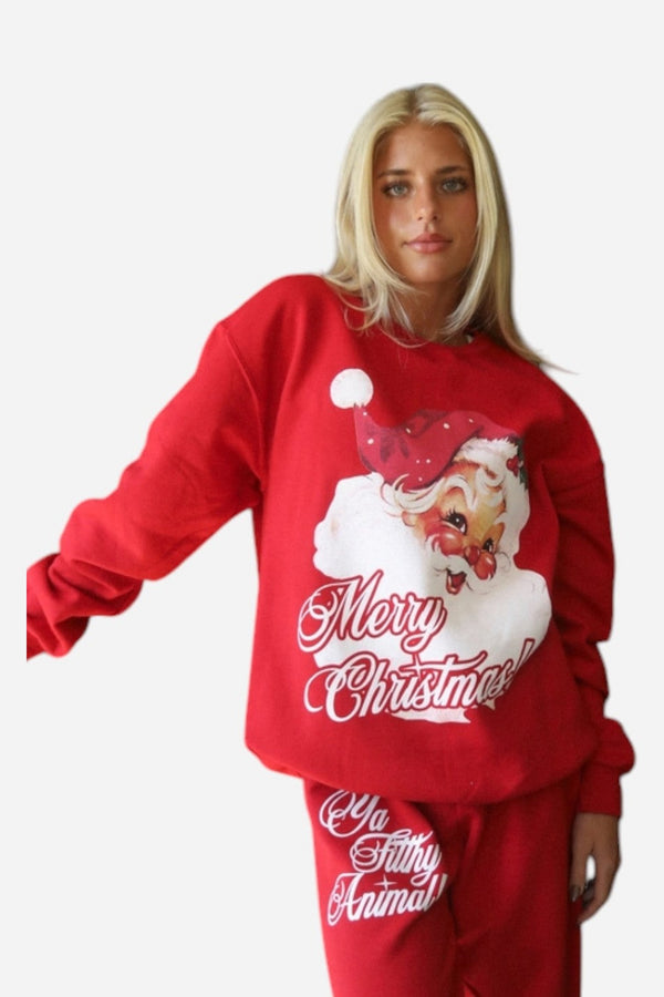 Charlie Southern Vintage Santa Sweatshirt in Red