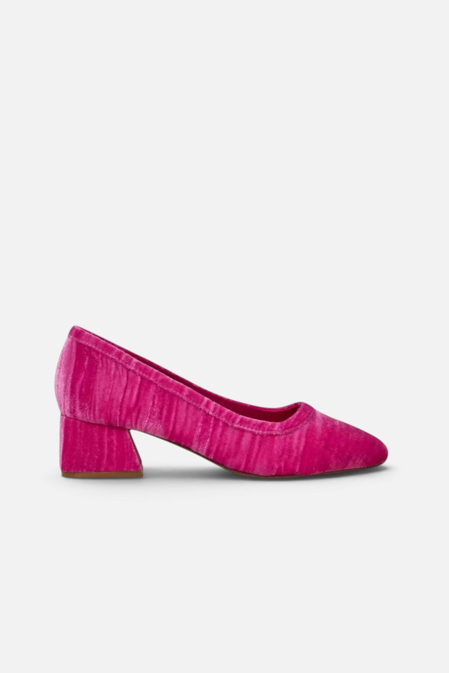 Charlotte Stone Poppie Heel in Fandango Pink – side view