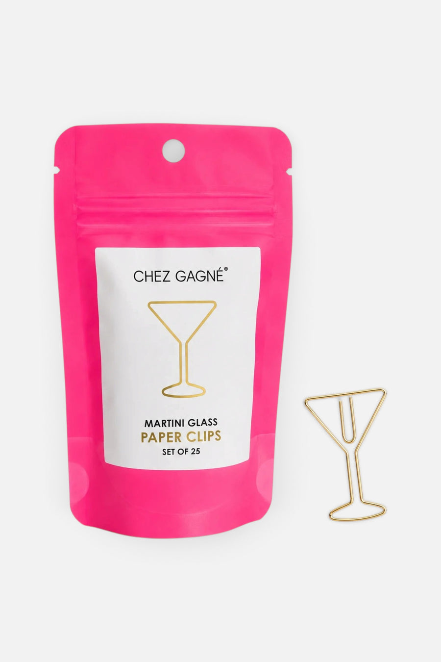 Chez Gagne Martini Glass Paper Clip Pack of 25 – front view