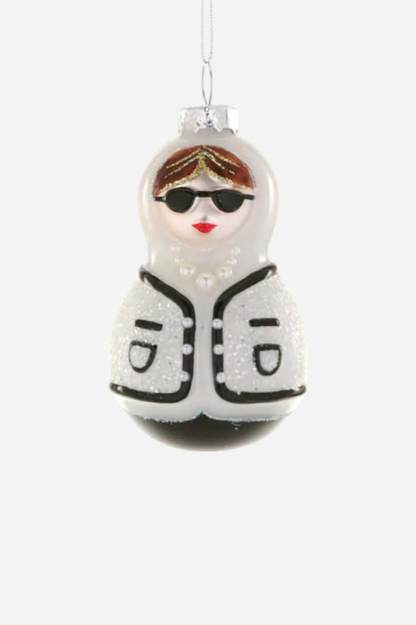 Chic Babushka White Ornament