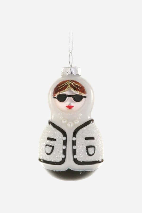 Chic Babushka White Ornament