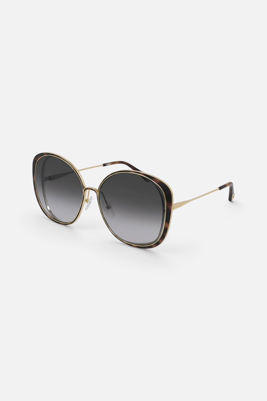 Chloe Gold Sunglasses with Gray Gradient lenses – front view