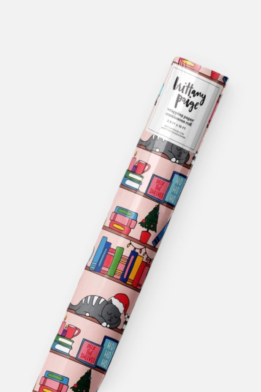 Christmas Bookshelf Wrapping Paper – front view