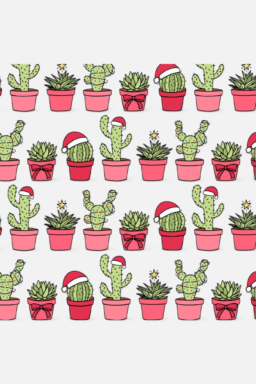 Christmas Cactus & Plants Wrapping Paper – back view
