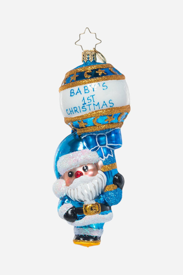 Christopher Radko 1st Christmas Rattle in Baby Blue