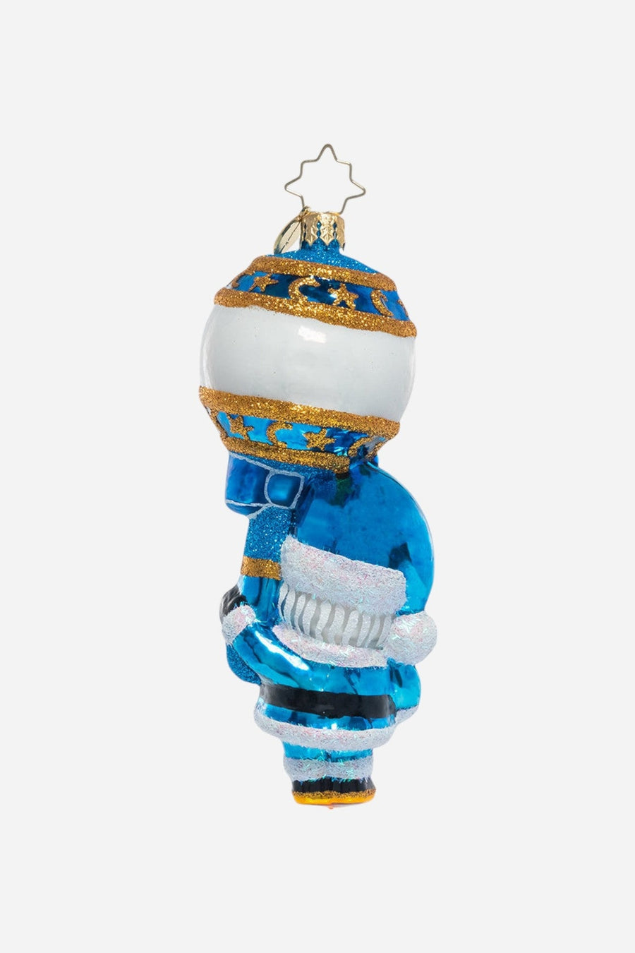 Christopher Radko 1st Christmas Rattle in Baby Blue – three-quarter view