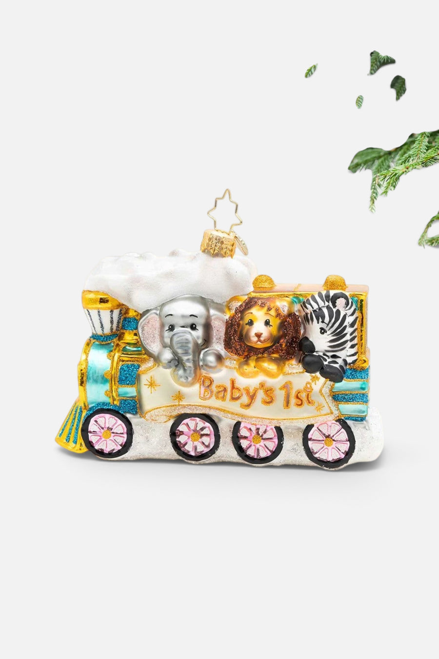Christopher Radko Baby's First Tiny Travelers Ornament – back view