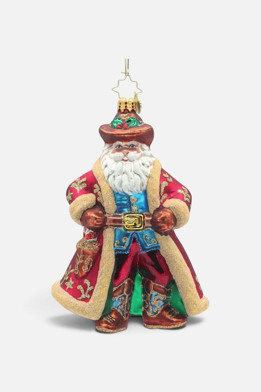 Christopher Radko Jingle Spurs Santa Ornament – alternate