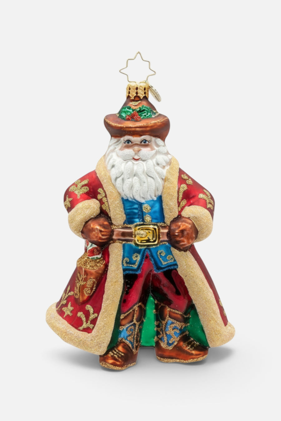 Christopher Radko Jingle Spurs Santa Ornament – back view