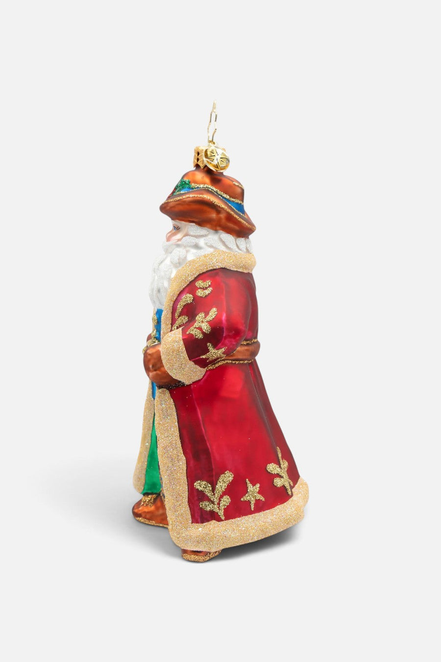Christopher Radko Jingle Spurs Santa Ornament – flat lay