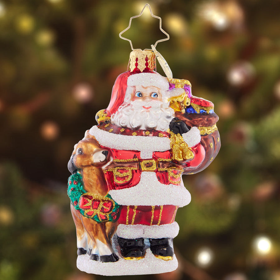 Christopher Radko Woodland Friends Santa Ornament – side view